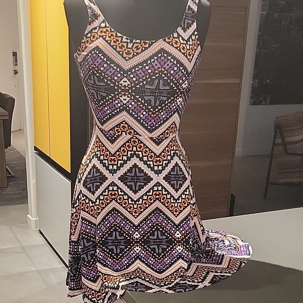 Multicolor Geometric Pattern Women's Dress